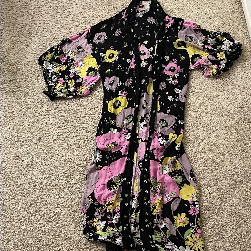 Floral Print Dress with Puff Sleeves